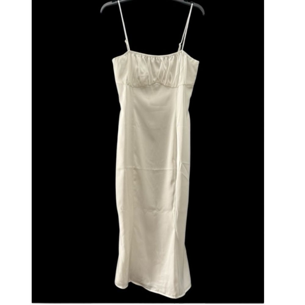 REVOLVE More To Come Lola Cream Satin Slip Midi Dress Medium NWT